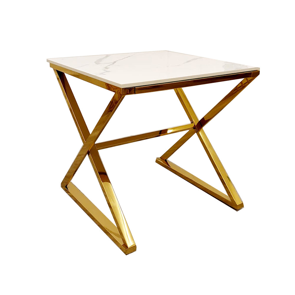 2026 Zion Gold Lamp Table with Polar White Sintered Top
