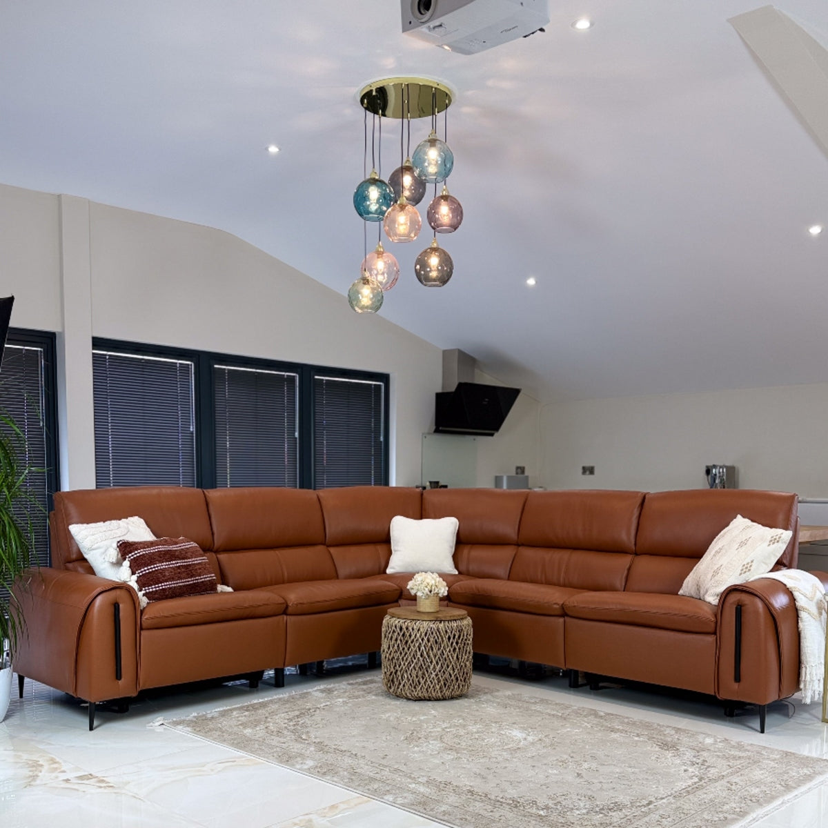 Arizona Electric Recliner Sofa Tan Large Corner
