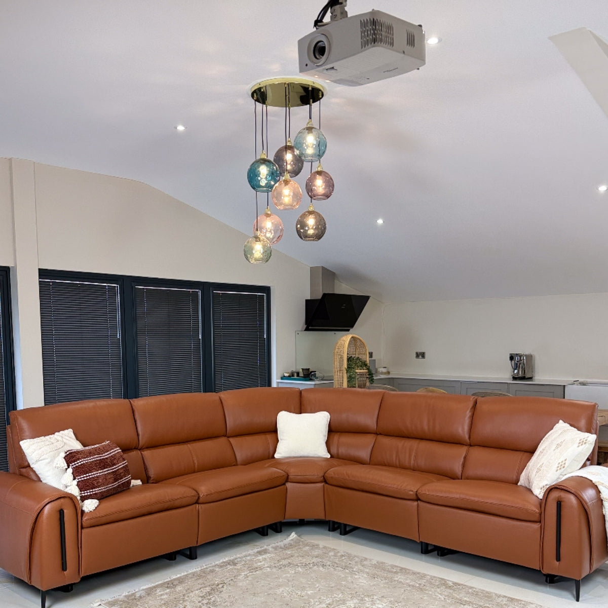 Arizona Electric Recliner Sofa Tan Large Corner