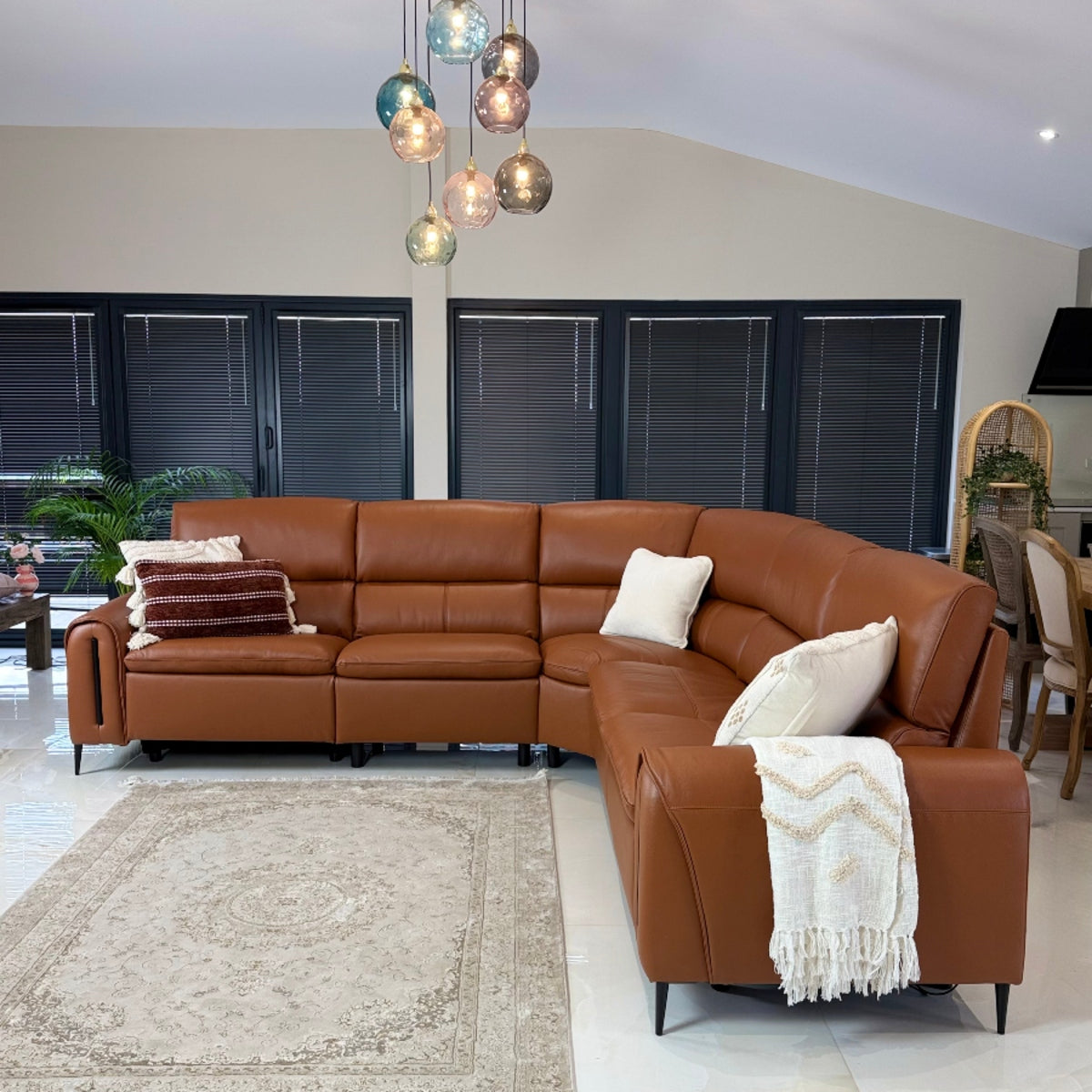Arizona Electric Recliner Sofa Tan Large Corner