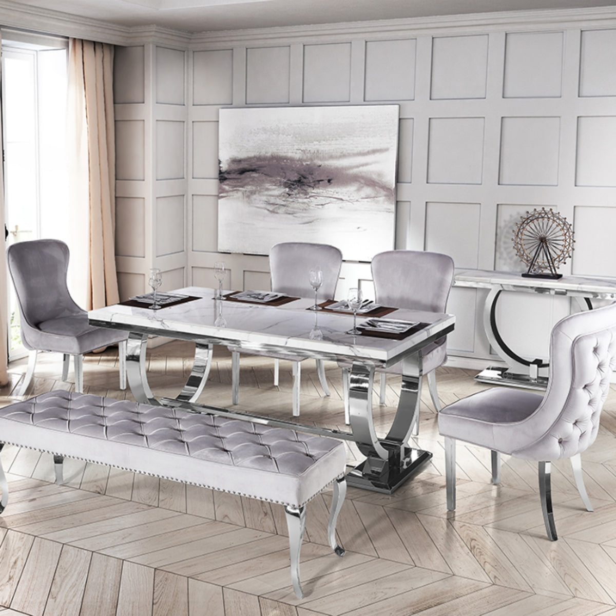 2026 Arriana Dining Table in White Marble