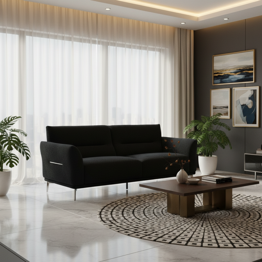 2026 Athens 4 Seater Sofa - Black Lux Boucle - Nimbus Beds