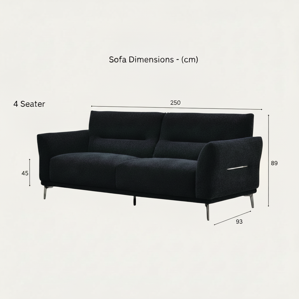 2026 Athens 4 Seater Sofa - Black Lux Boucle - Nimbus Beds