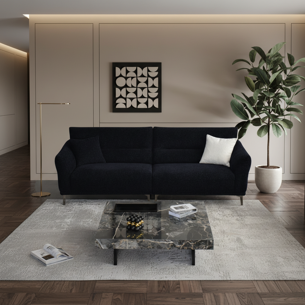 2026 Athens 4 Seater Sofa - Black Lux Boucle - Nimbus Beds