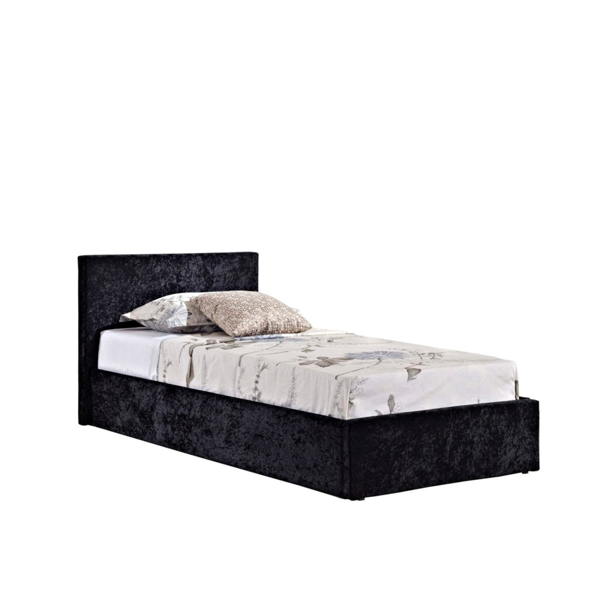 2026 Berlin Fabric Ottoman Bed - Black Crushed Velvet