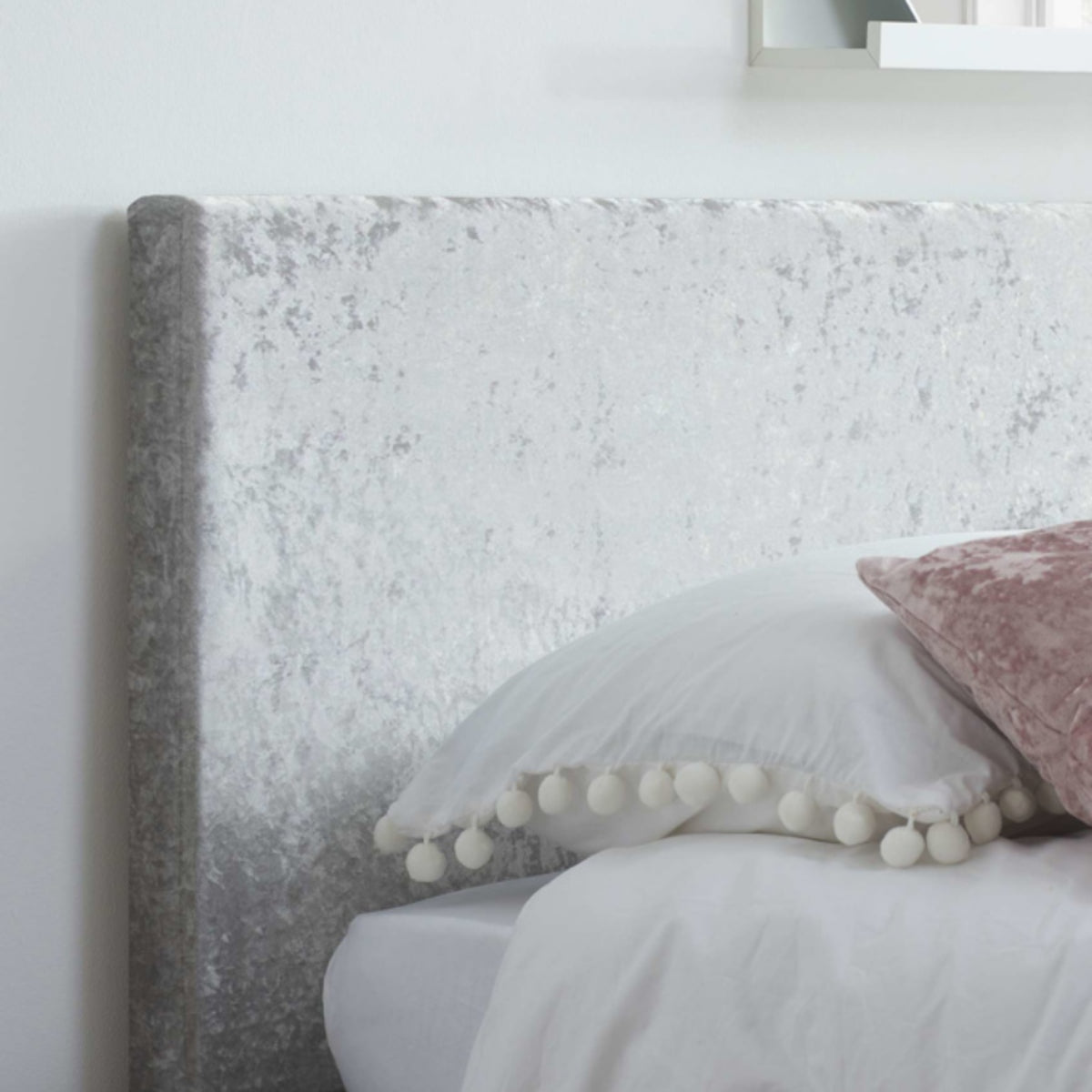 2026 Berlin Fabric Ottoman Bed - Steel Crushed Velvet