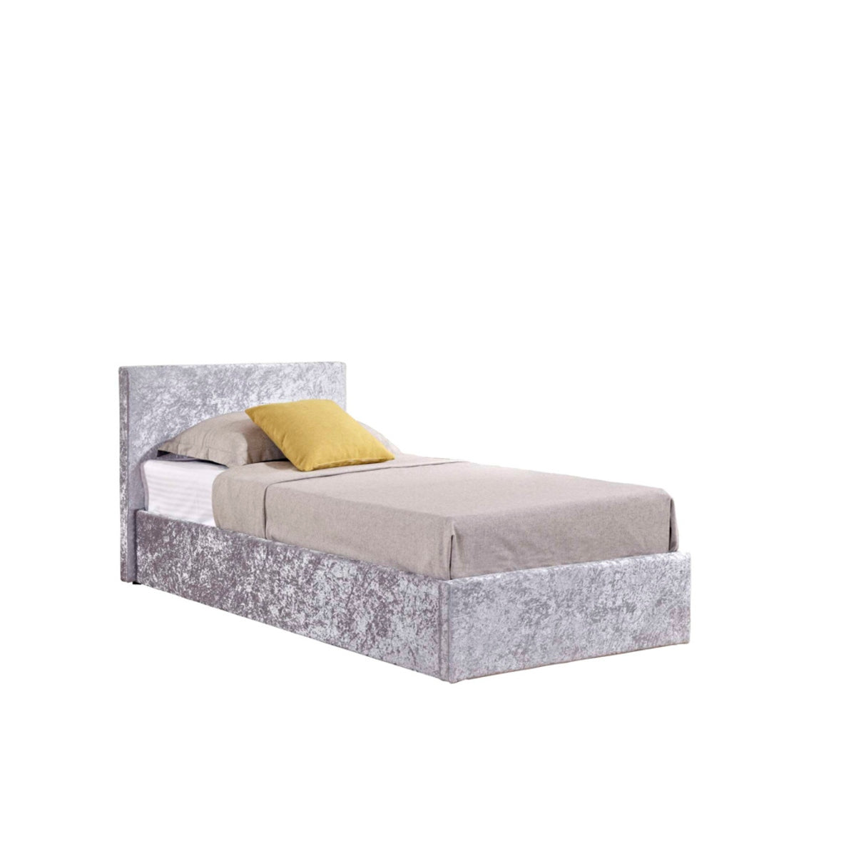 2026 Berlin Fabric Ottoman Bed - Steel Crushed Velvet