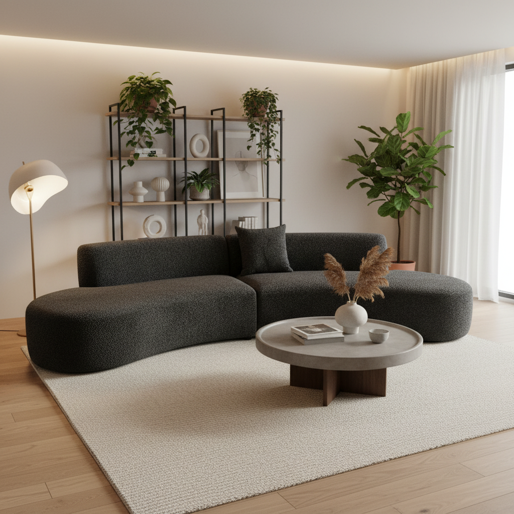 2026 Melrose Curved Sofa -  Black - Nimbus Beds