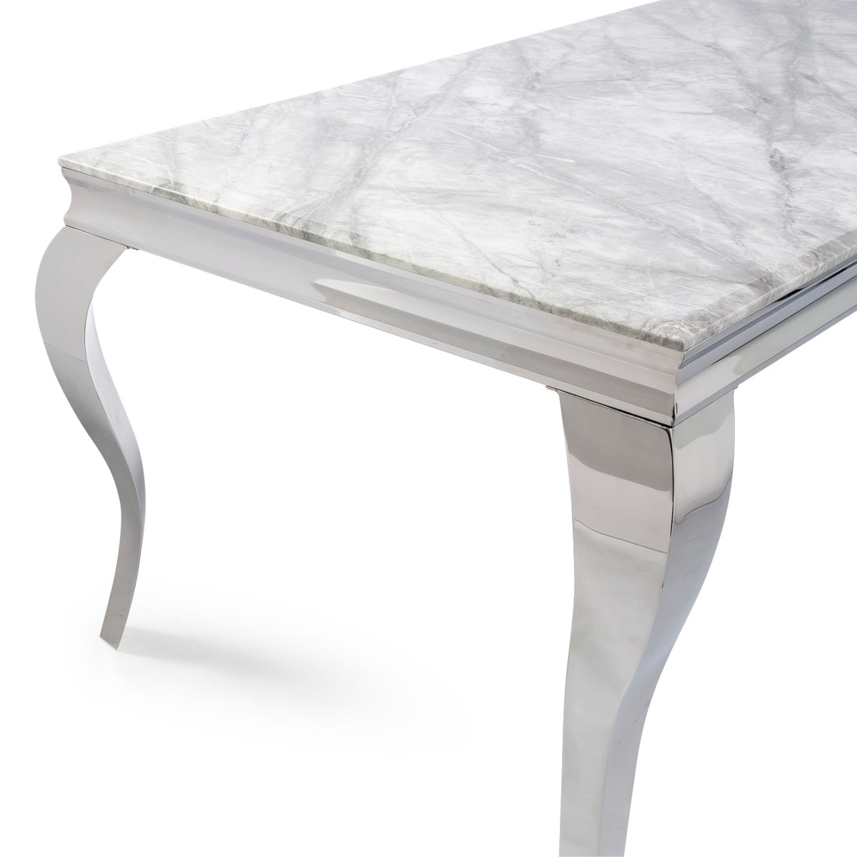 2026 Louis Chrome Coffee Table in Light Grey Marble