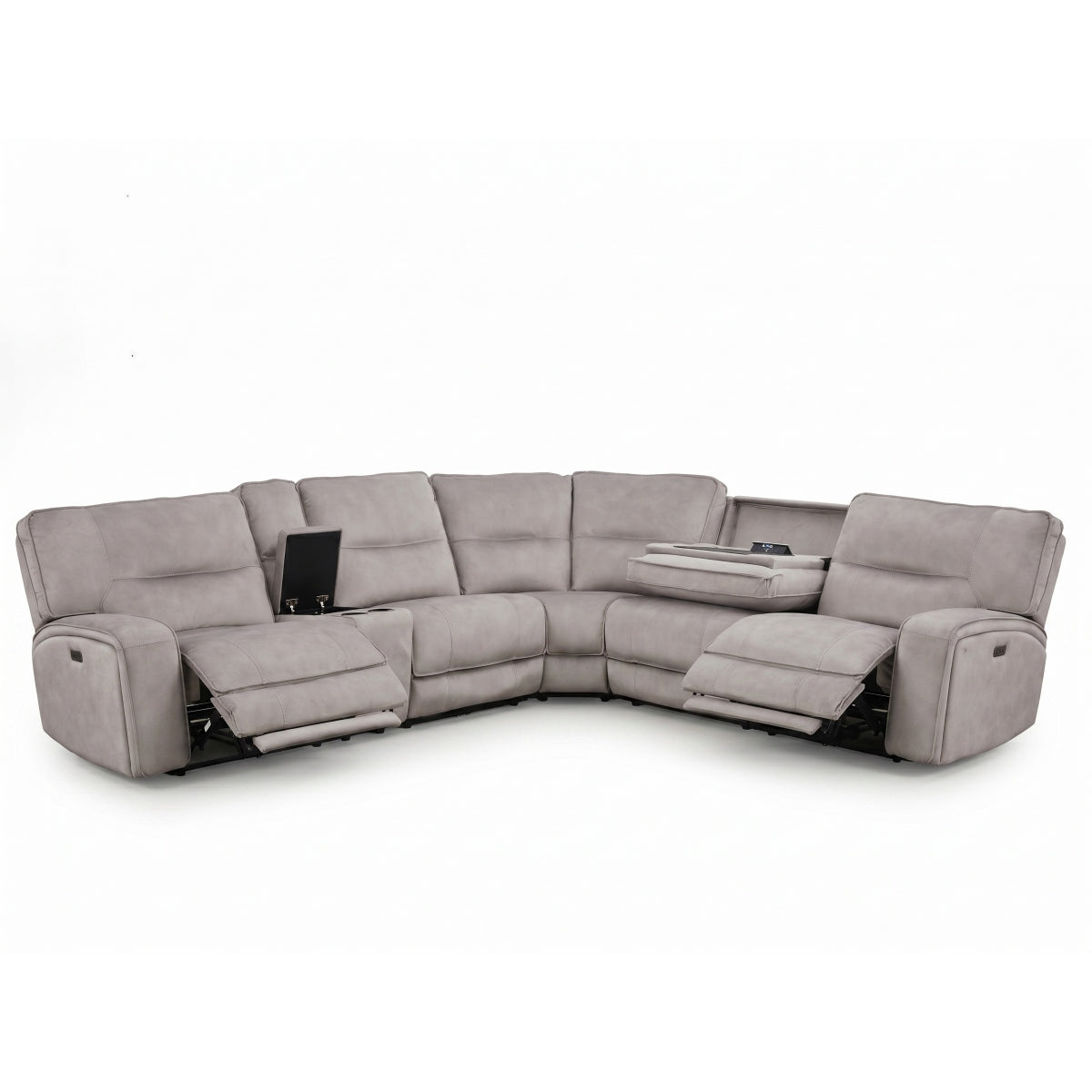 Elyana Corner with Console & Chair Sofa In Aspen Latte