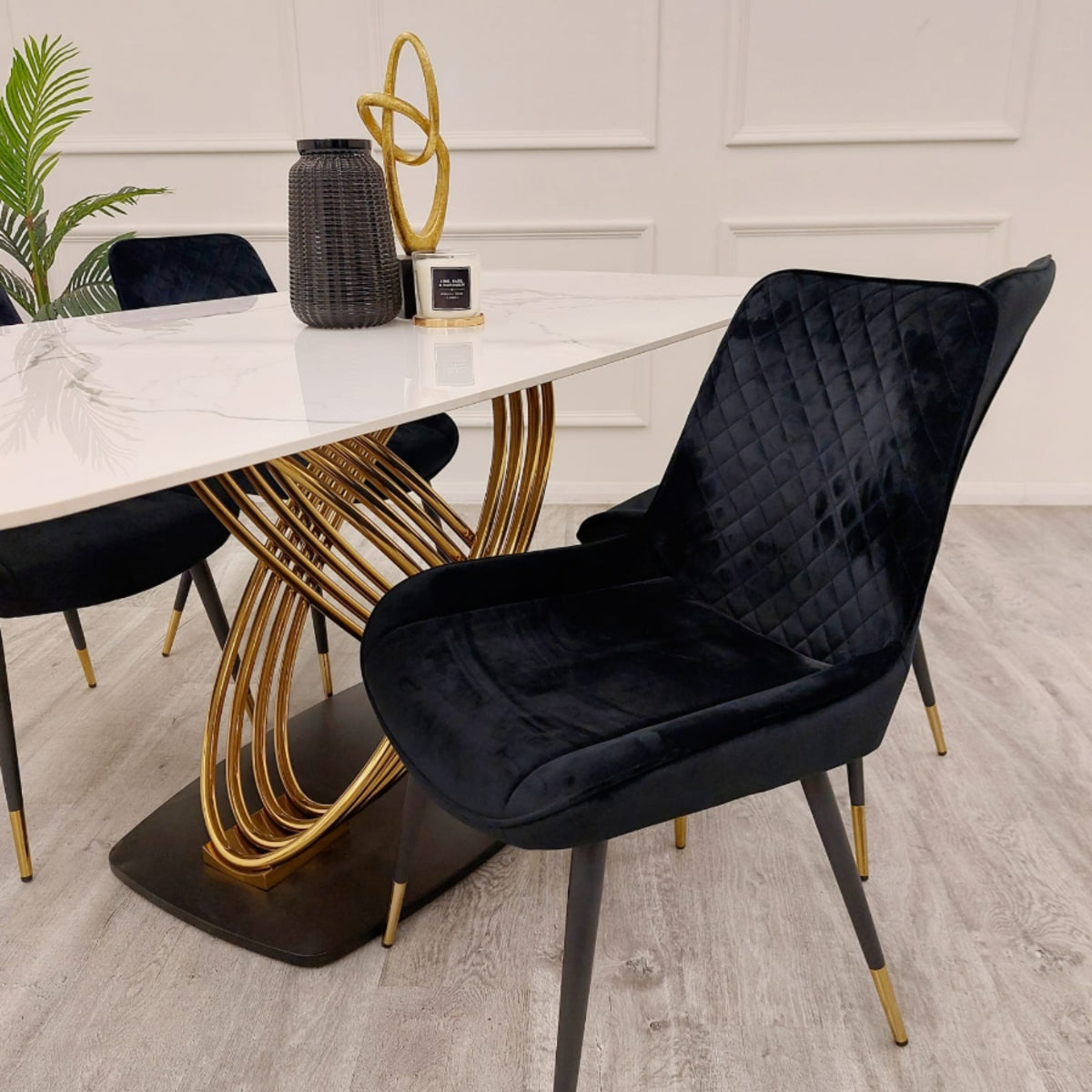 2026 Orion Gold 1.8 Dining Table with Polar White Sintered Stone Top