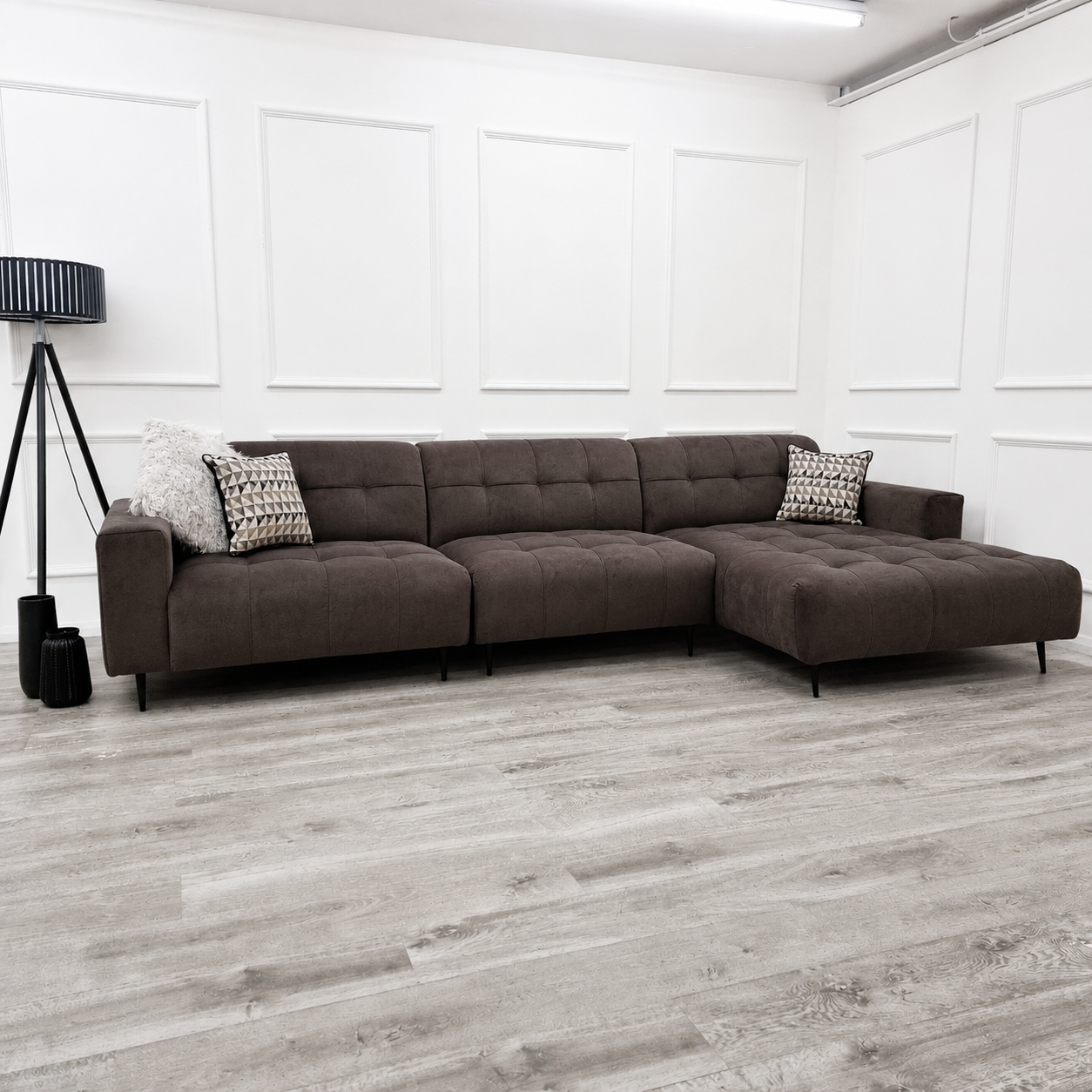 2026 Oakley 3 Piece Sofa - Dark Suede (Bison Black) - Nimbus Beds