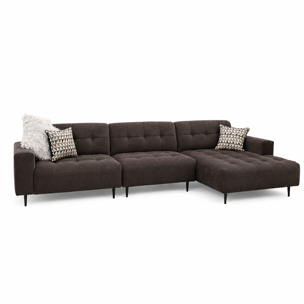 2026 Oakley 3 Piece Sofa - Dark Suede (Bison Black) - Nimbus Beds