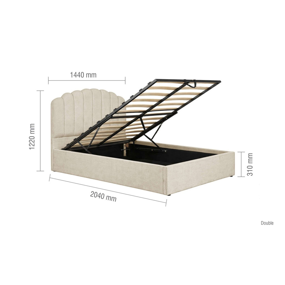 2026 Monaco Fabric Ottoman Bed - Beige