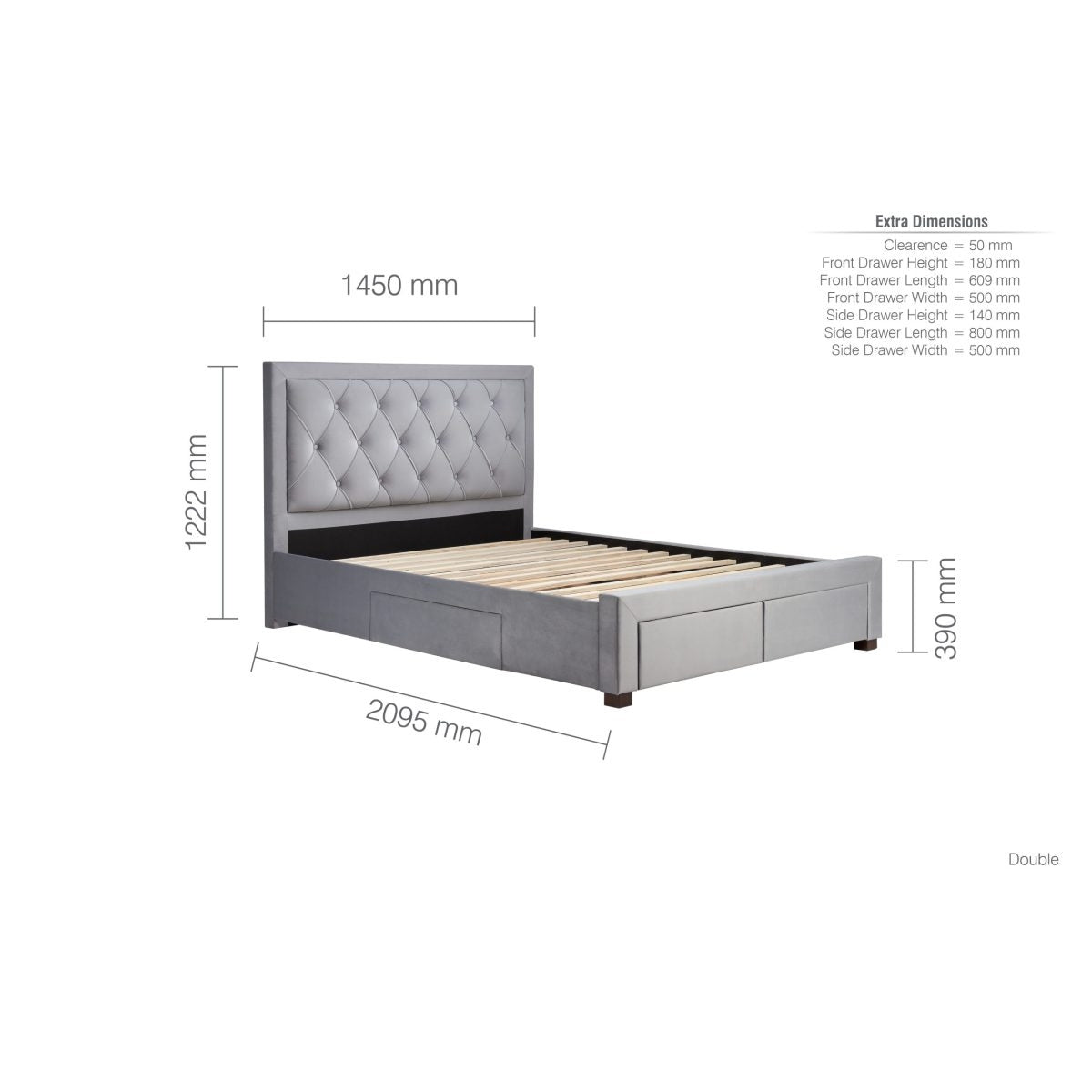2026 Woodbury Fabric Bed - Grey Velvet
