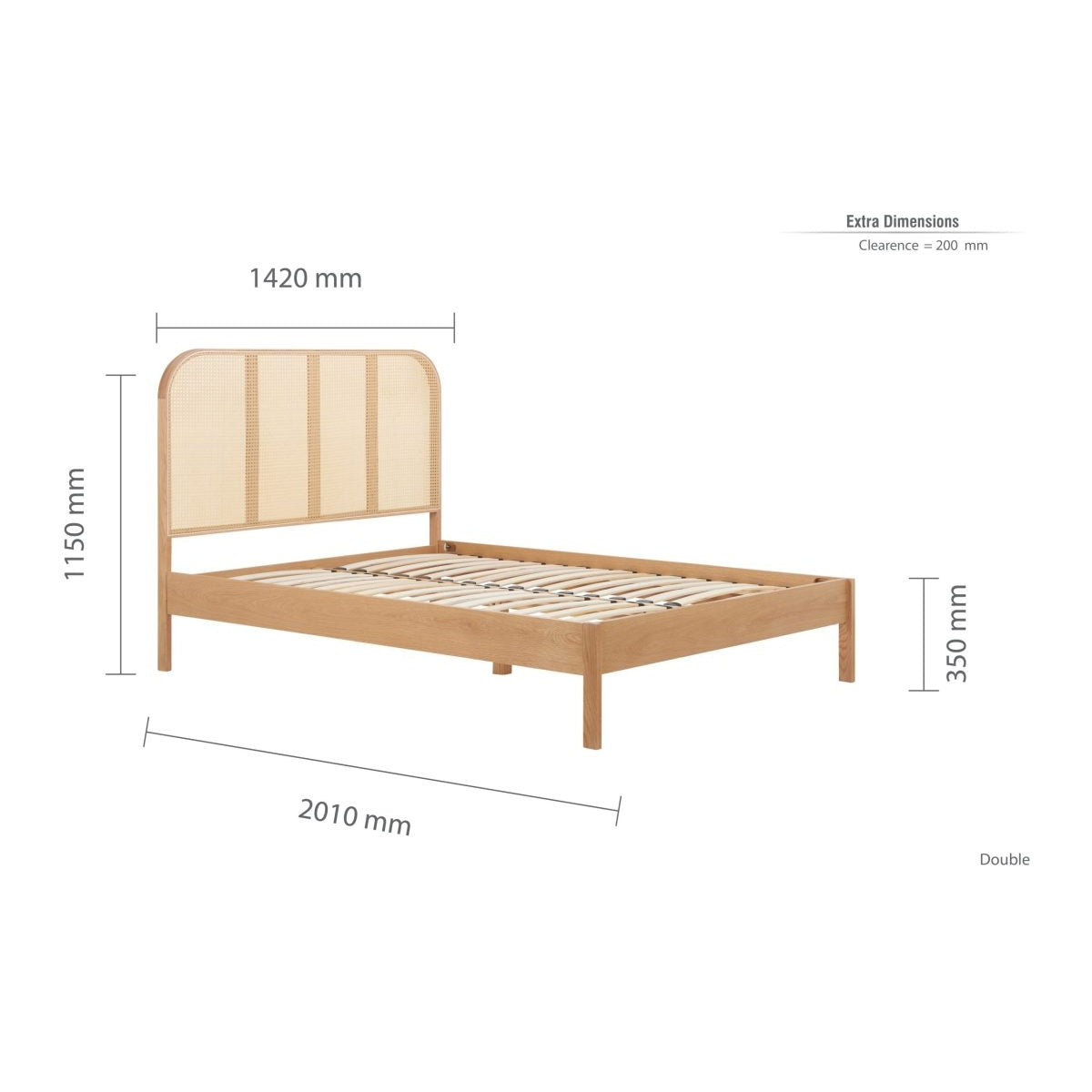 2026 Margot Rattan Bed - Oak
