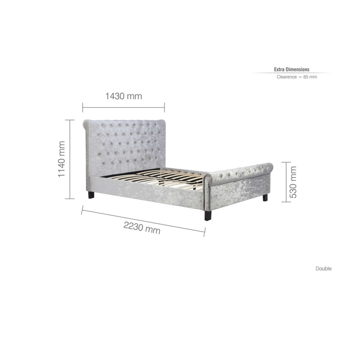 2026  Sienna Fabric Bed - Steel Crushed Velvet