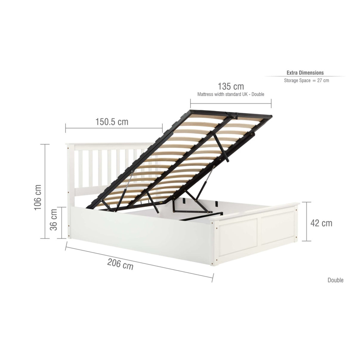 2026 Phoenix Ottoman Bed - White