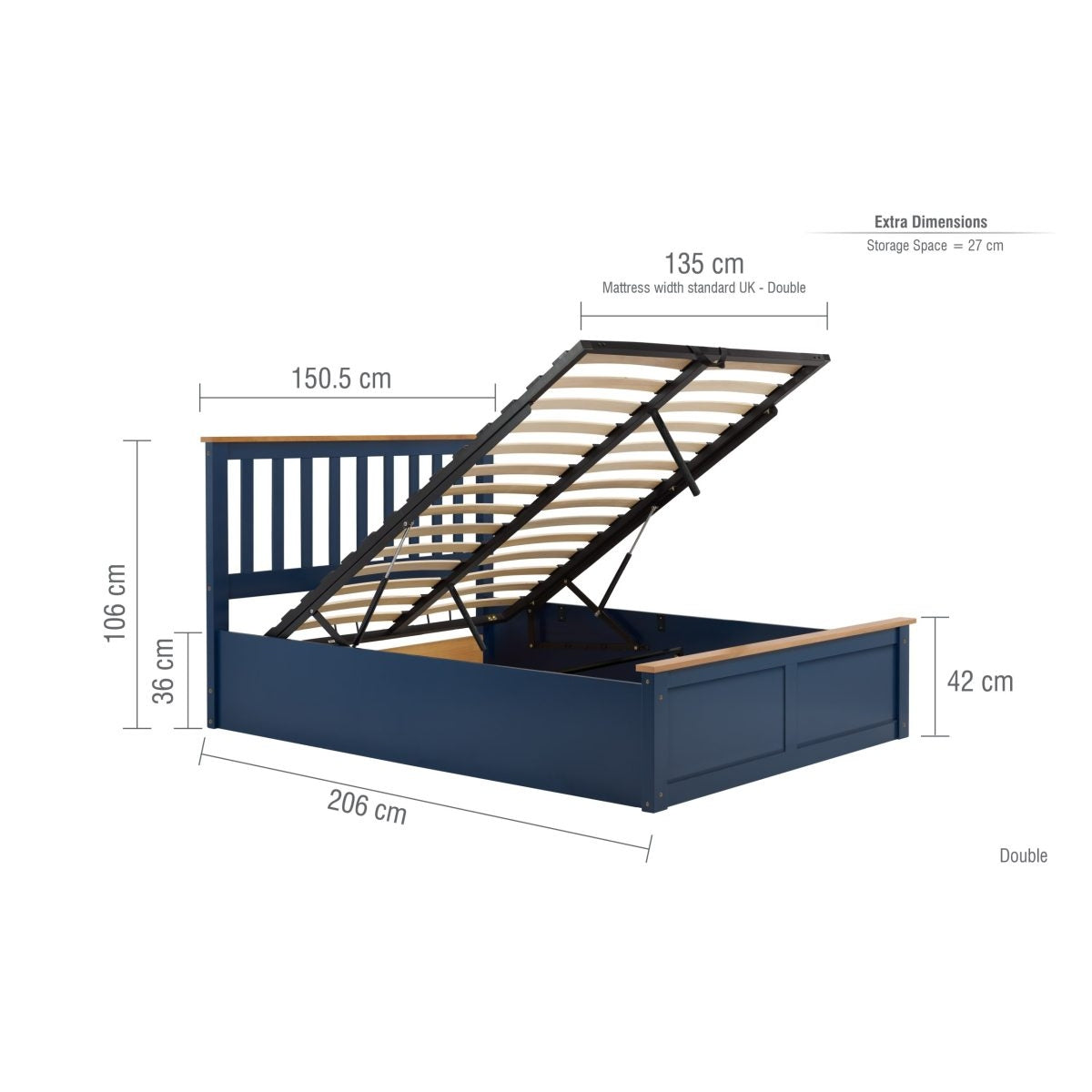 2026 Phoenix Ottoman Bed - Navy