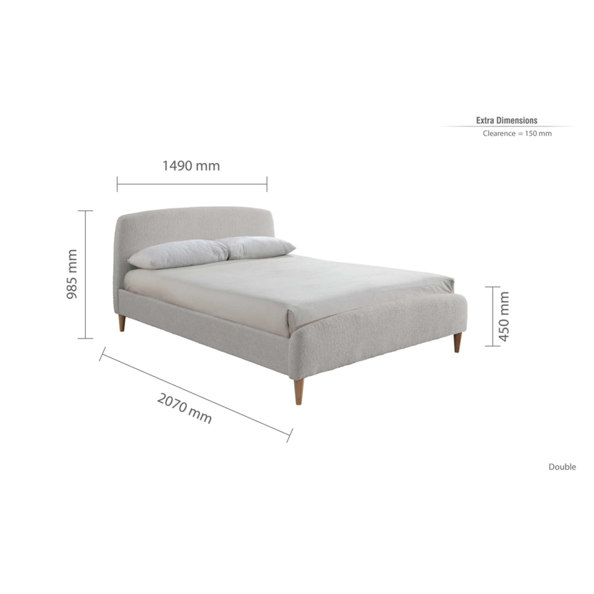 2026 Otley Fabric Bed - Dove Grey
