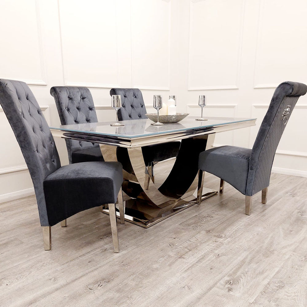2026 Emma Dining Chair in Dark Grey Velvet