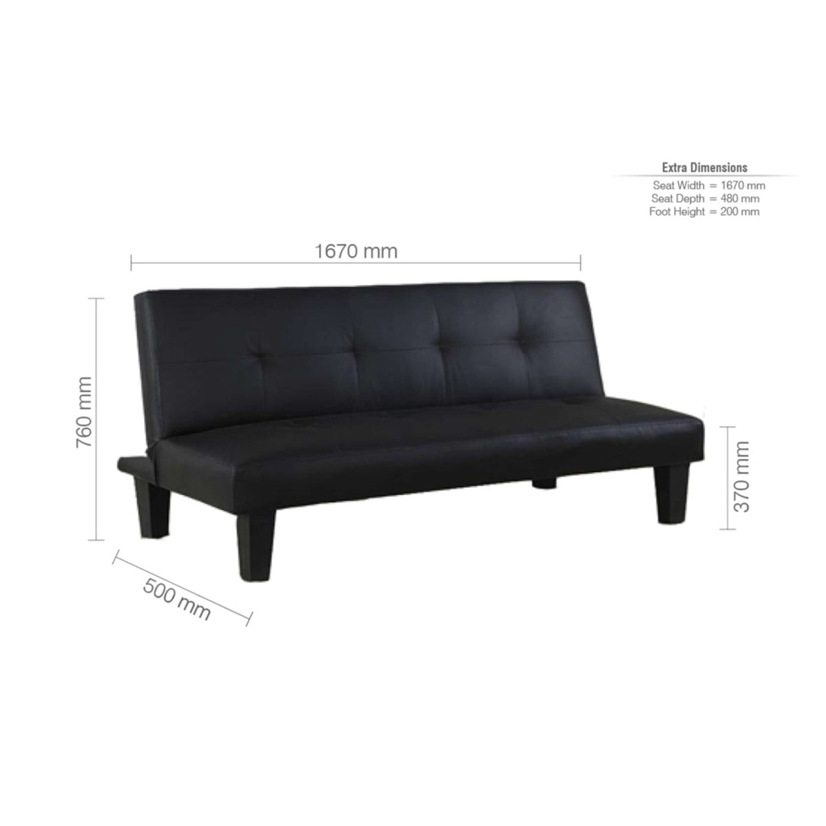 2026 Franklin Sofa Bed - Black (OUT OF STOCK)