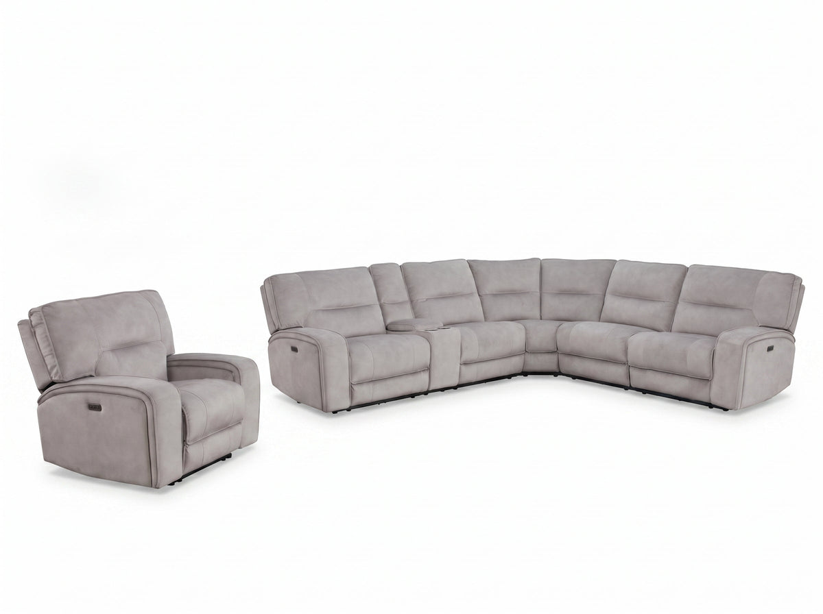 Elyana Corner with Console & Chair Sofa In Aspen Latte