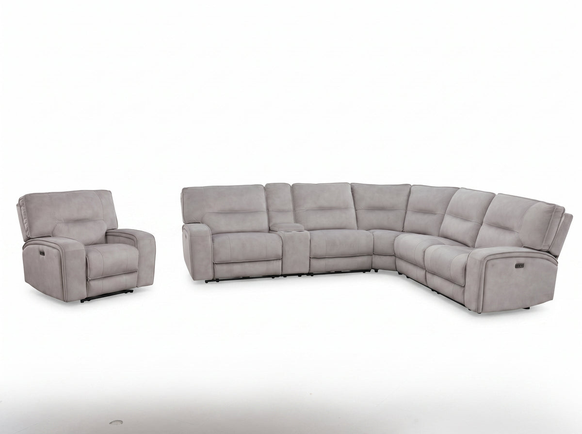 Elyana Corner with Console & Chair Sofa In Aspen Latte