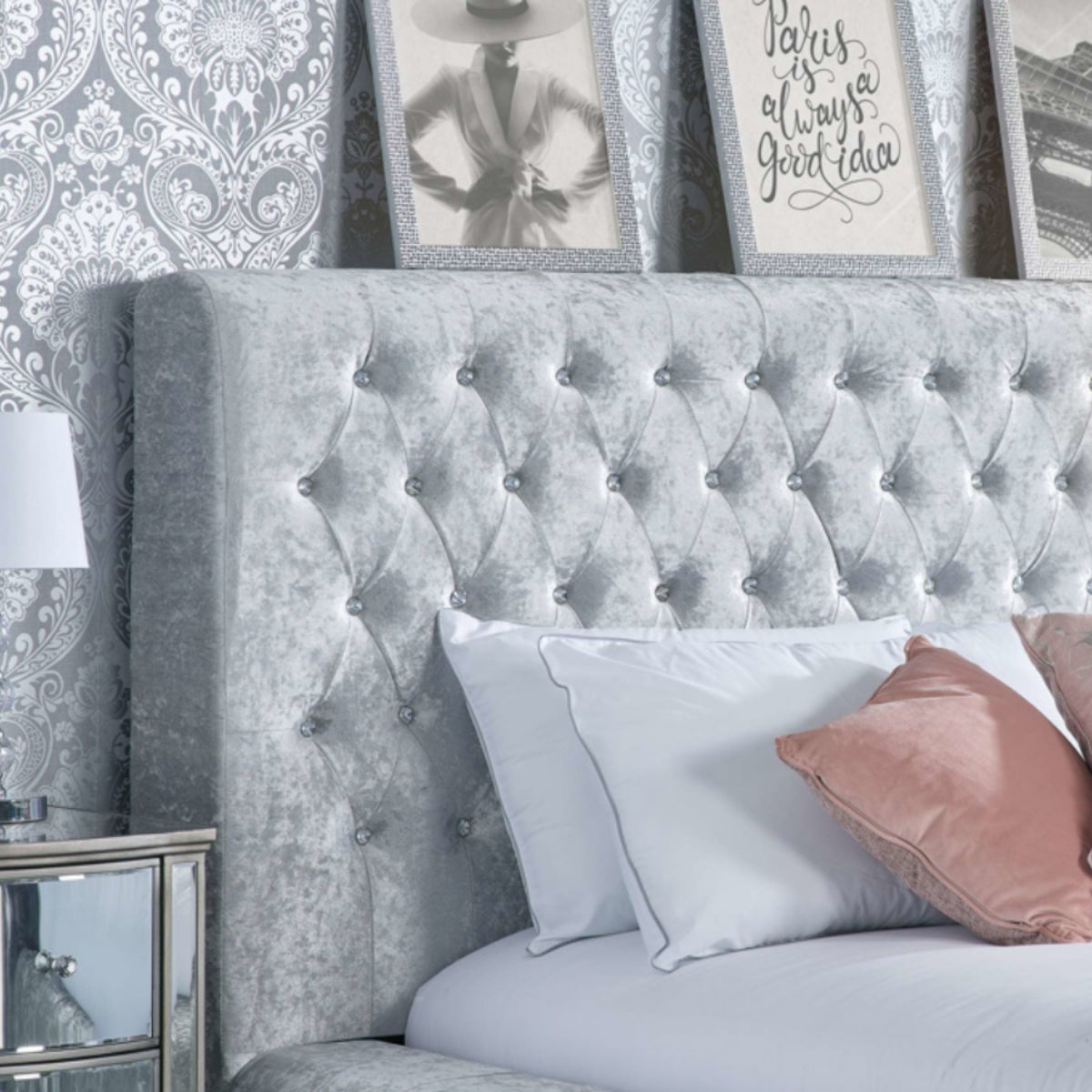 2026 Grande Fabric Bed - Steel Crushed Velvet