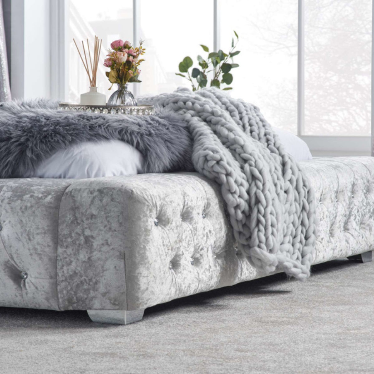 2026 Grande Fabric Bed - Steel Crushed Velvet
