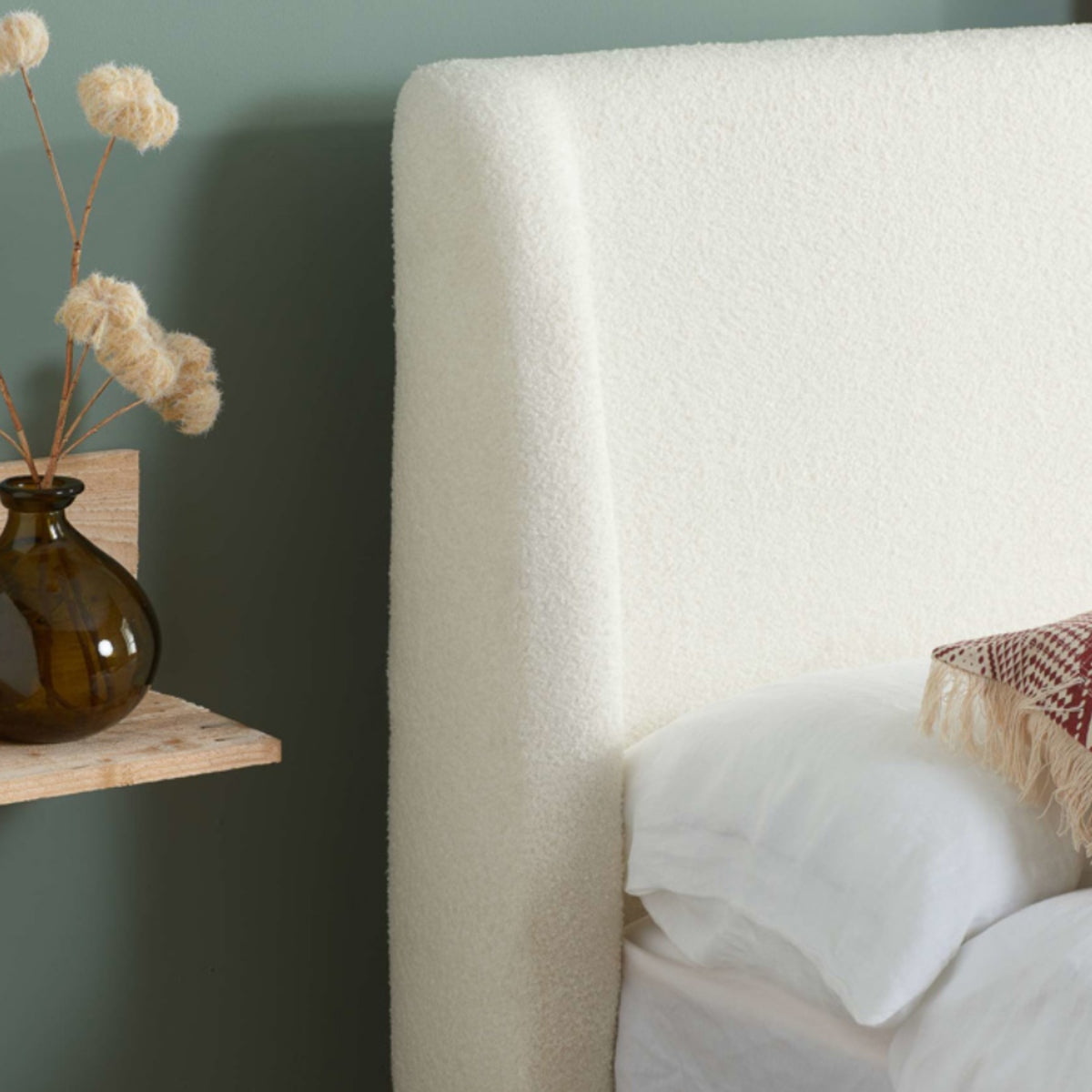 2026 Halfden Fabric Bed - White