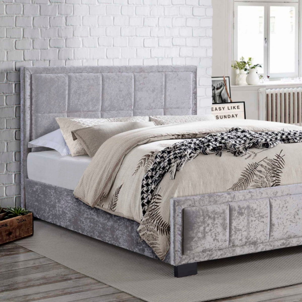 2026 Hannover Fabric Bed - Steel Crushed Velvet