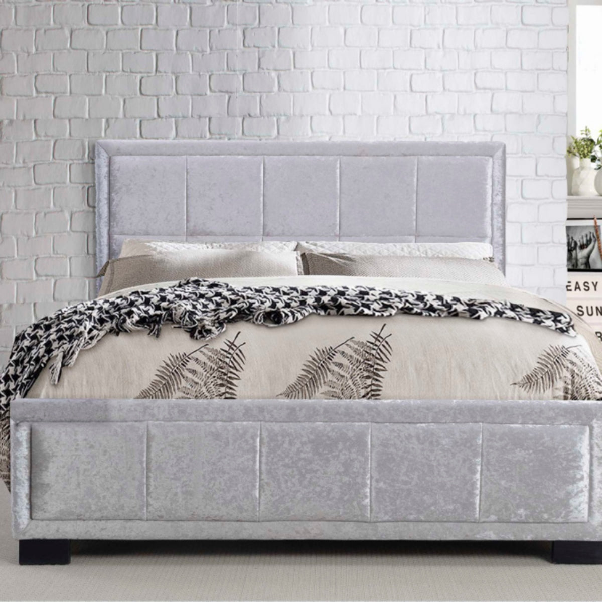 2026 Hannover Fabric Bed - Steel Crushed Velvet