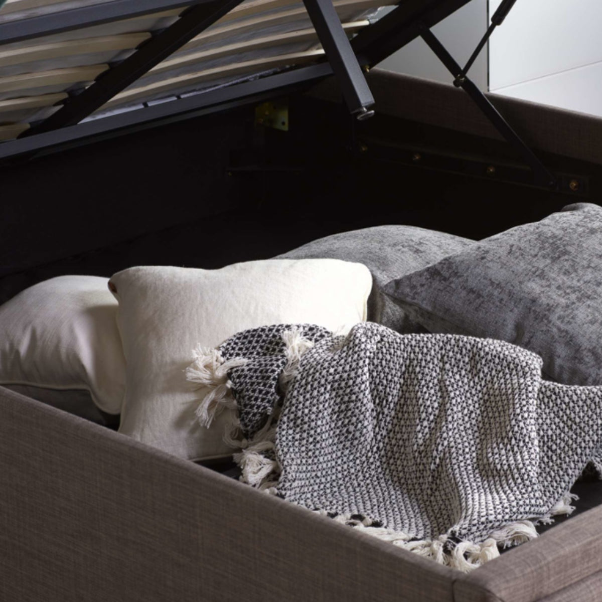 2026 Hannover Fabric Ottoman Bed - Grey