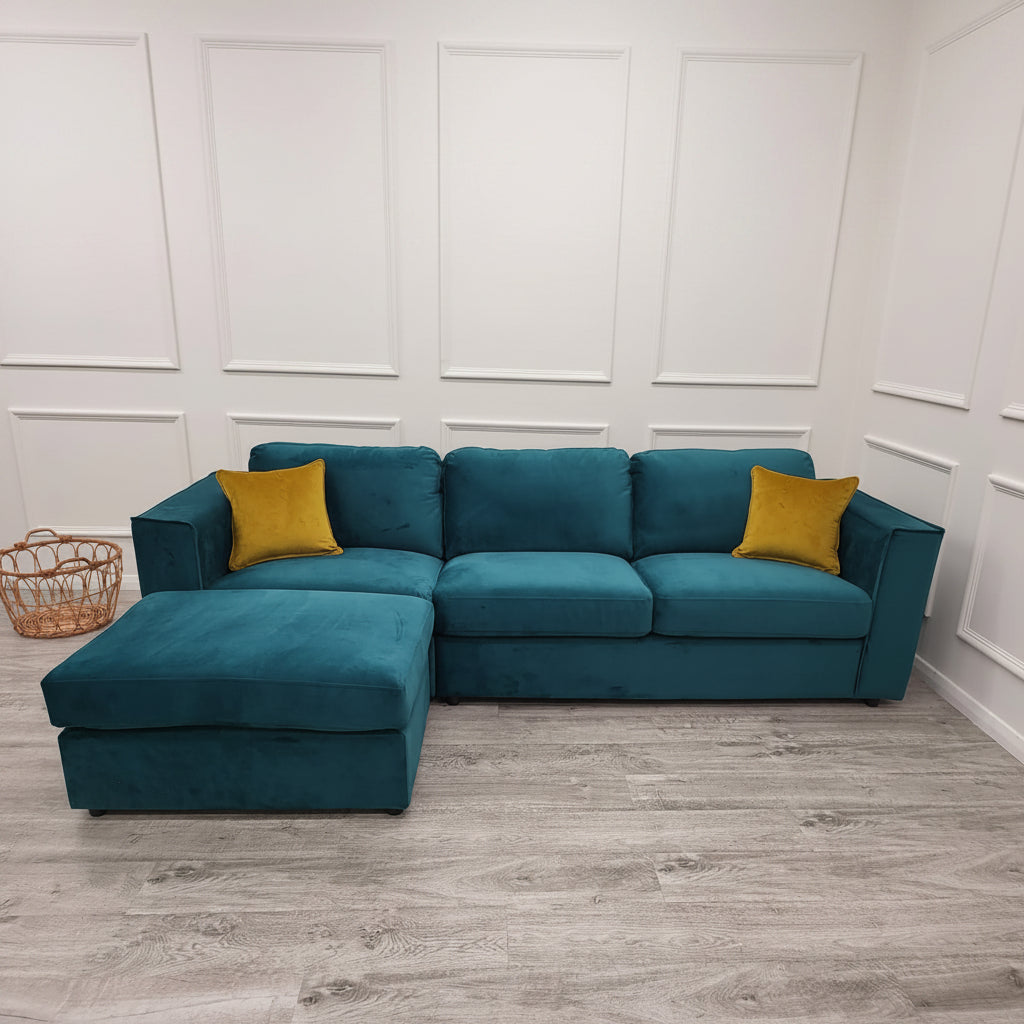 2026 Hamilton 4 piece Corner Sofa -  Teal Green - Nimbus Beds