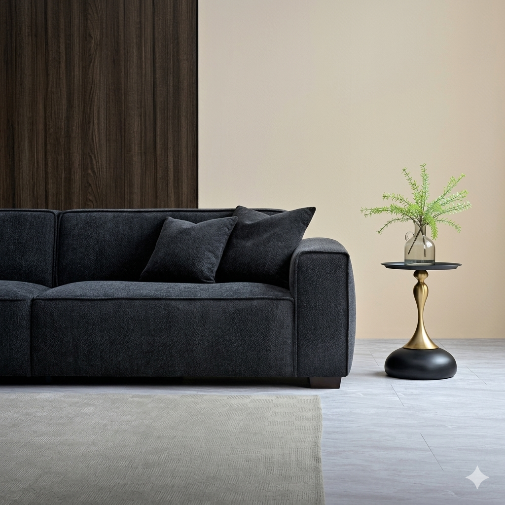 2026 Dunkeld 4 Seater Sofa - Midnight Boucle - Nimbus Beds