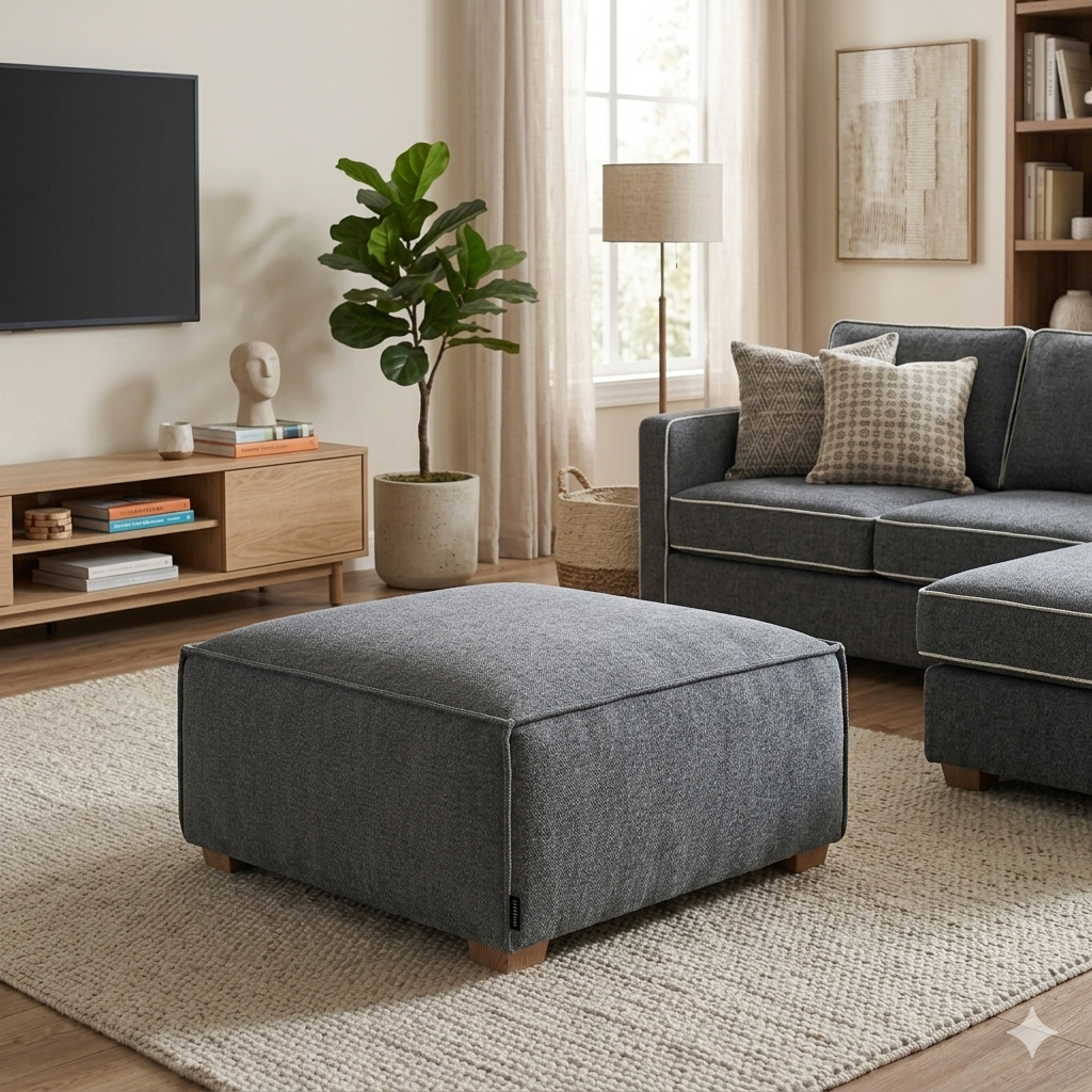 2026 Dunkeld Stool - Charcoal Boucle - Nimbus Beds