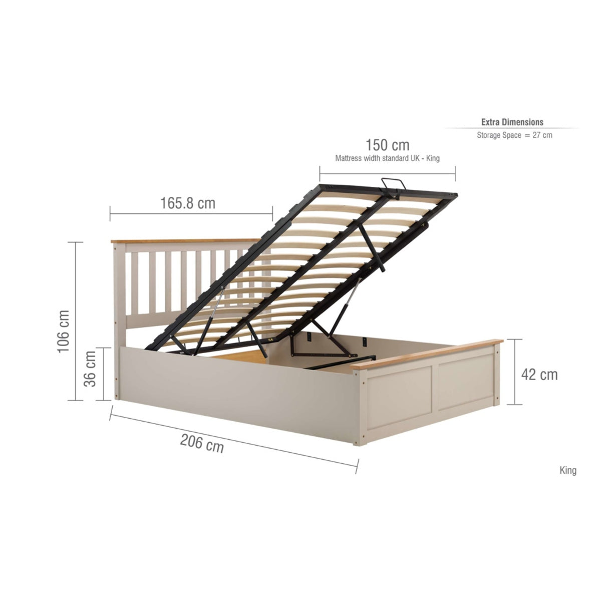2026 Phoenix Ottoman Bed - Pearl Grey