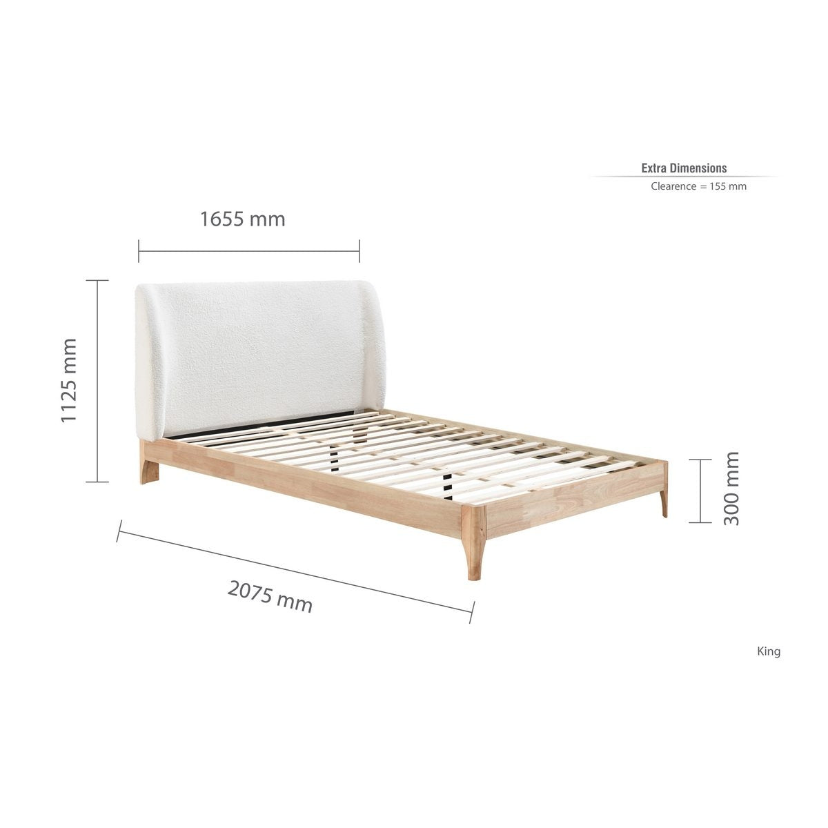 2026 Halfden Fabric Bed - White