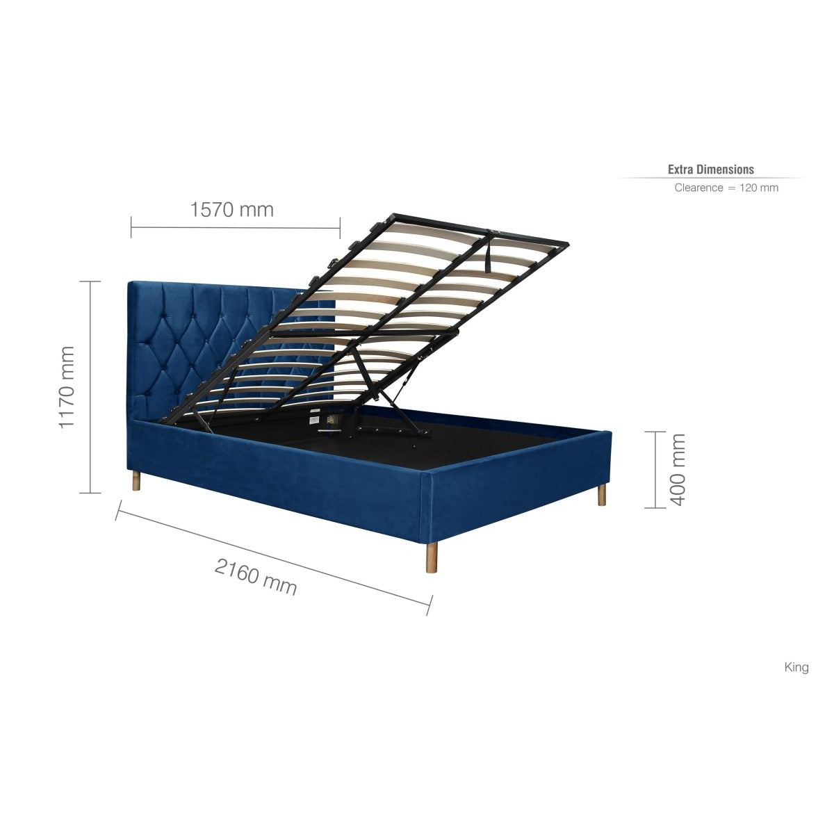2026 Loxley Ottoman Bed - Blue