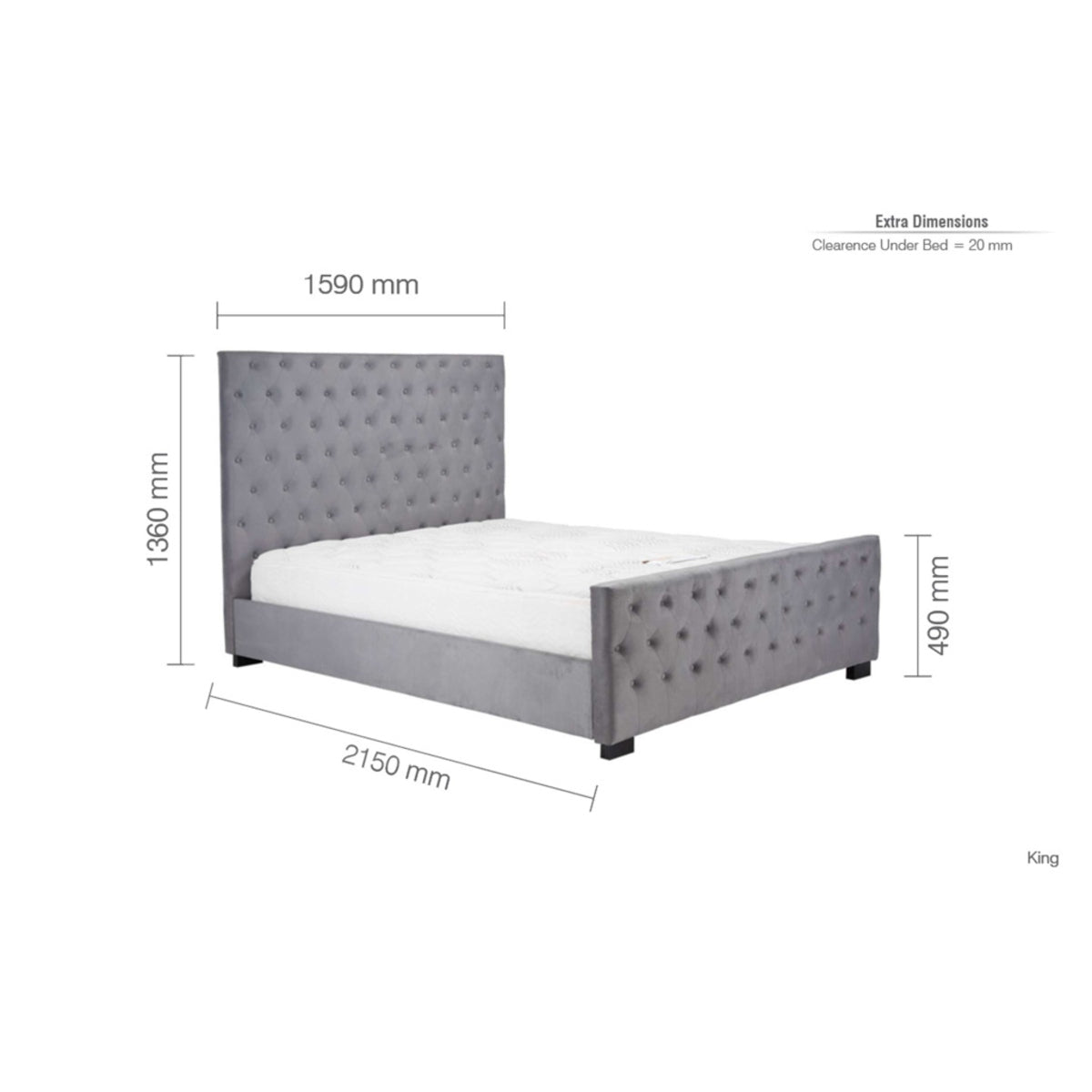 2026 Marquis Fabric Bed - Grey Velvet