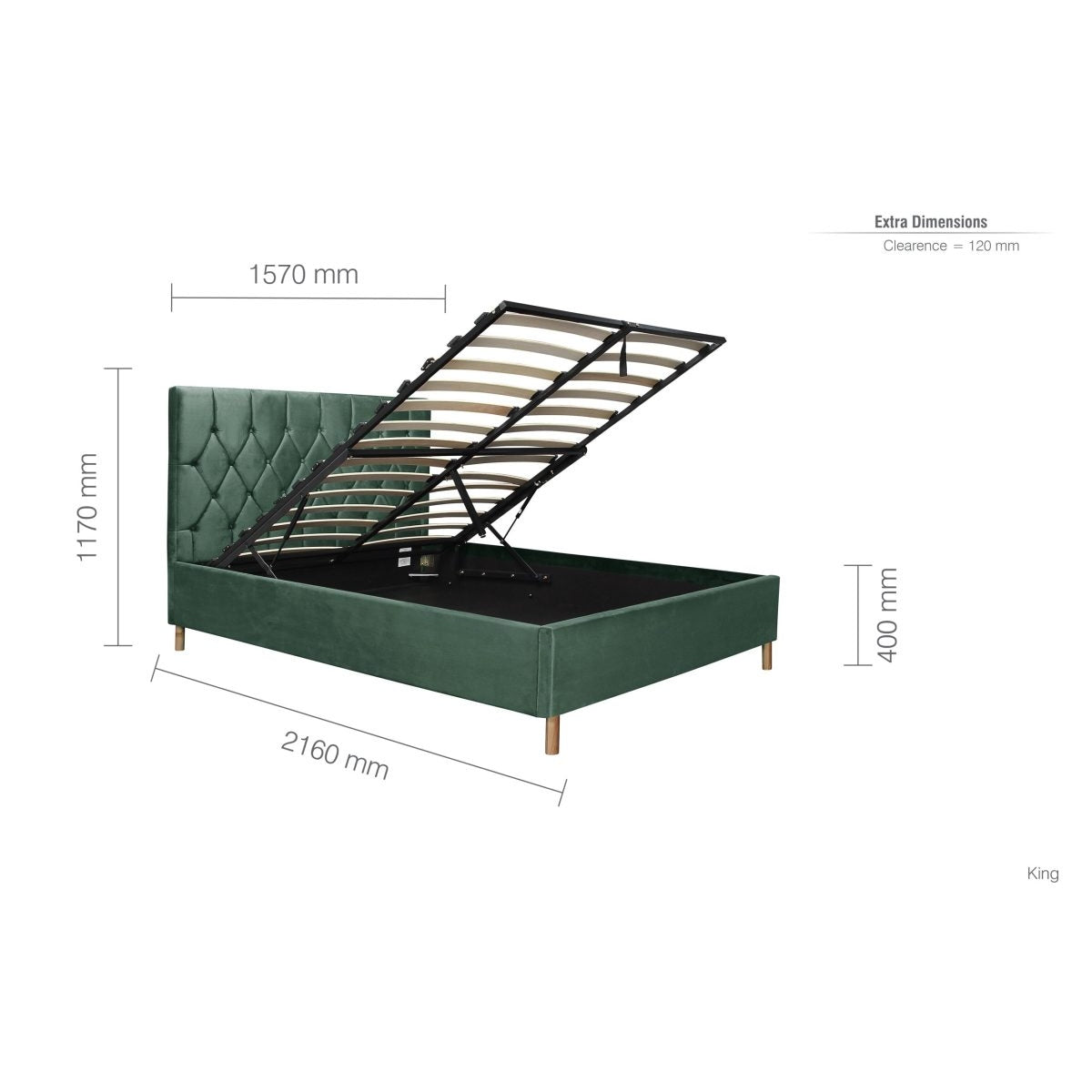 2026 Loxley Ottoman Bed - Green
