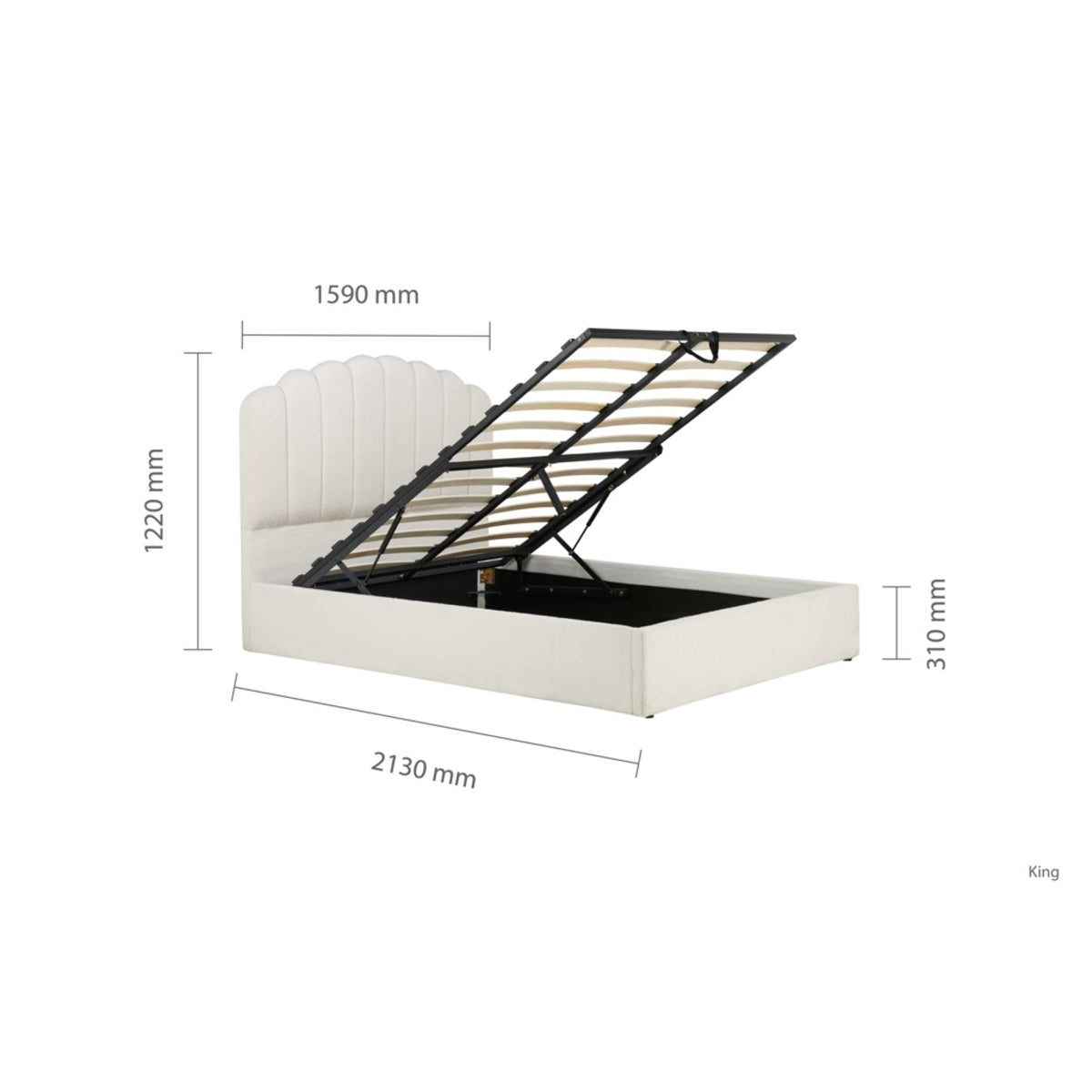 2026  Monaco Fabric Ottoman Bed - White