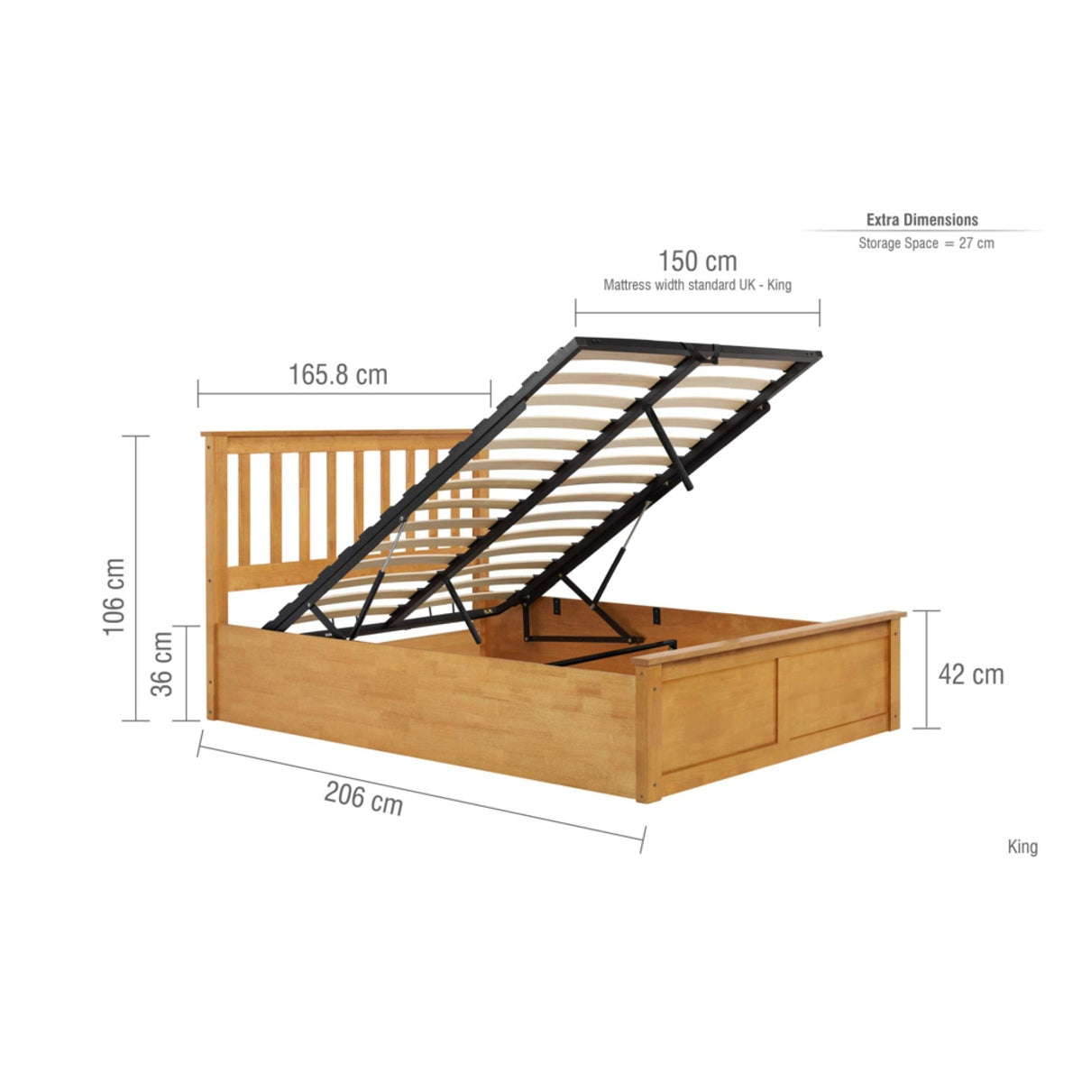 2026 Phoenix Ottoman Bed - Oak