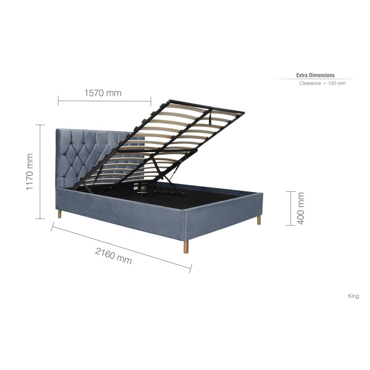 2026 Loxley Ottoman Bed - Grey