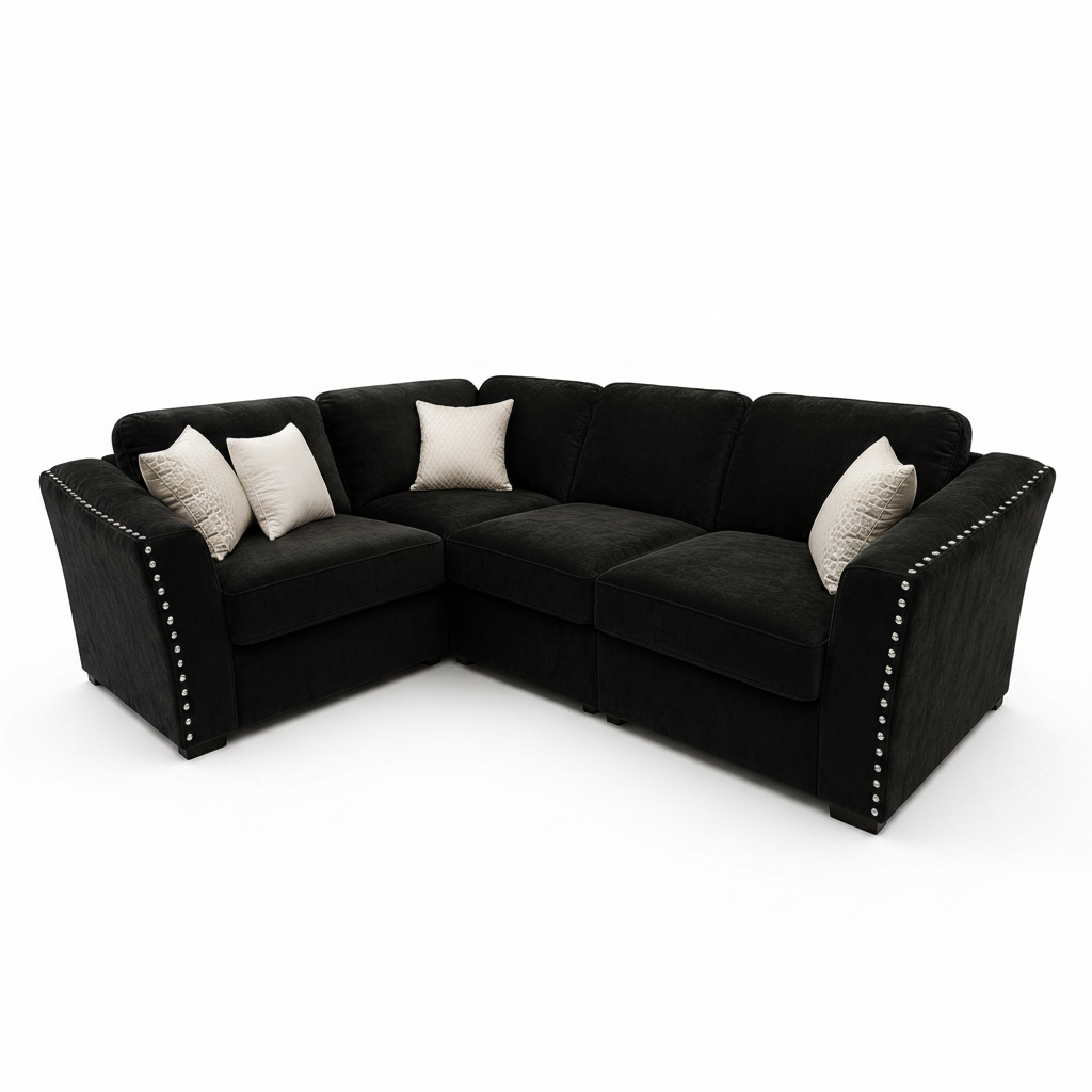 2026 Larkhall 4 piece Corner Sofa -  Ebony Black - Nimbus Beds