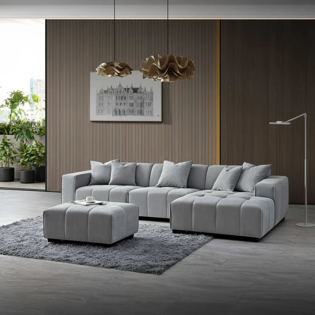 2026 Hugo Corner Sofa - Right Hand -  Cloudy Grey Boucle - Nimbus Beds