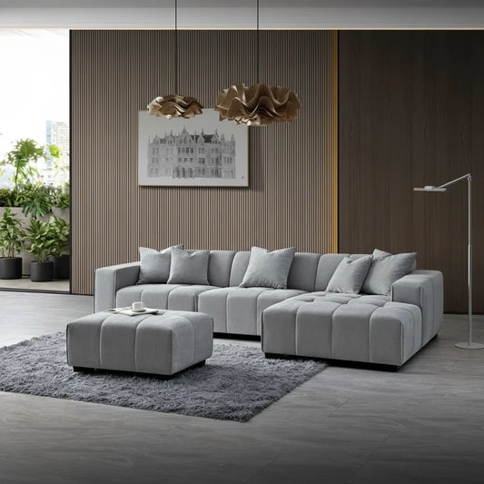 2026 Hugo Corner Sofa - Right Hand -  Cloudy Grey Boucle - Nimbus Beds