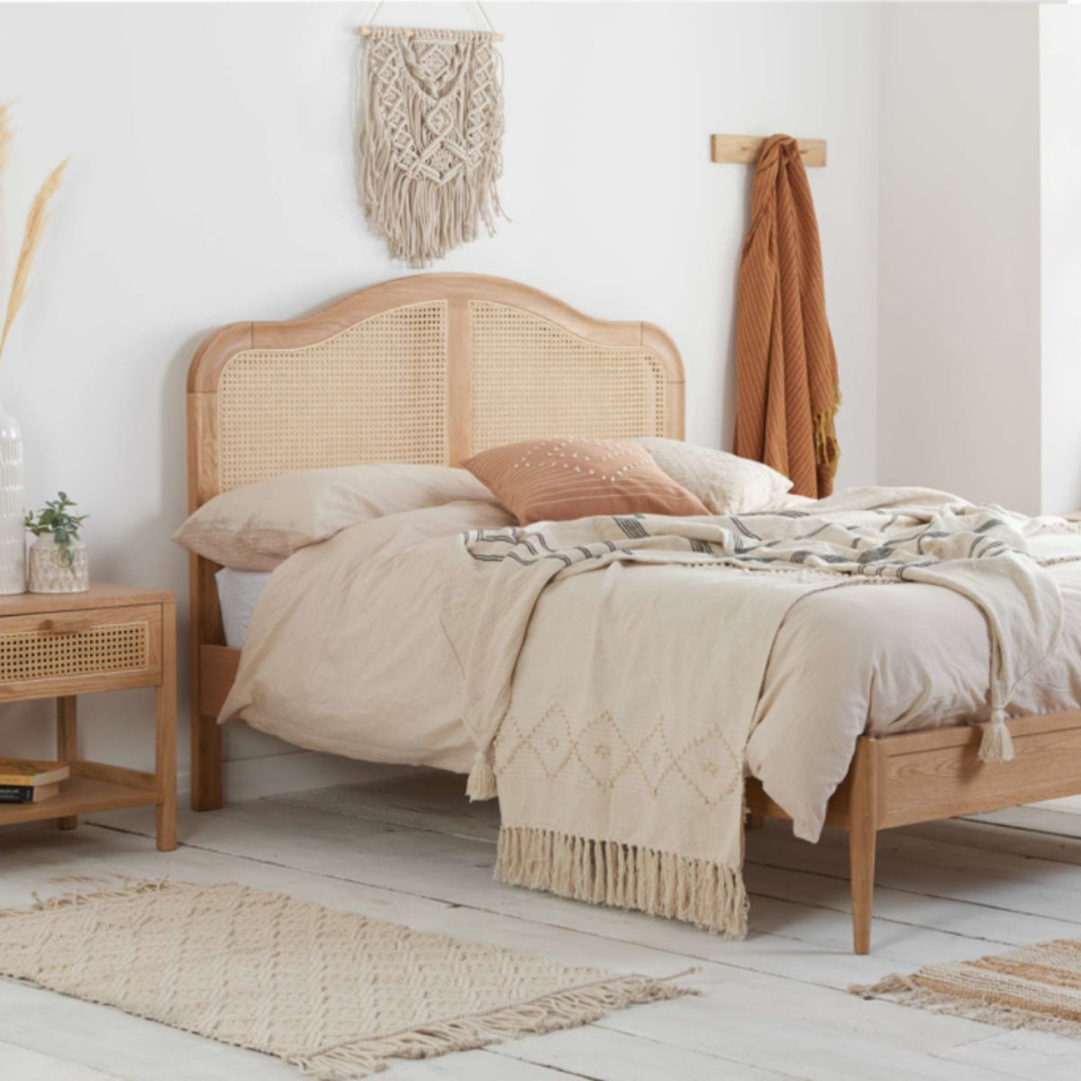 2026 Leonie Rattan Bed - Oak