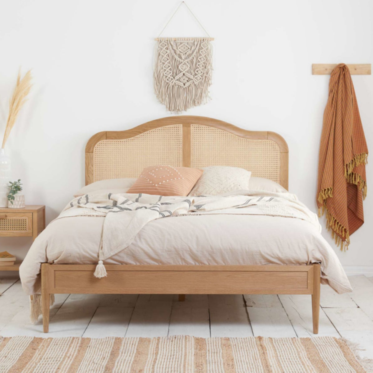 2026 Leonie Rattan Bed - Oak